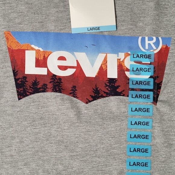 🔹️NWT Levi's Gray Mountain Scene Logo Short Sleeve Top Men's XLarge - Picture 3 of 6